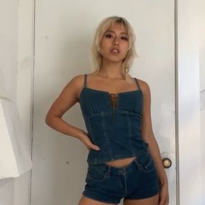 retro 2 piece jean set